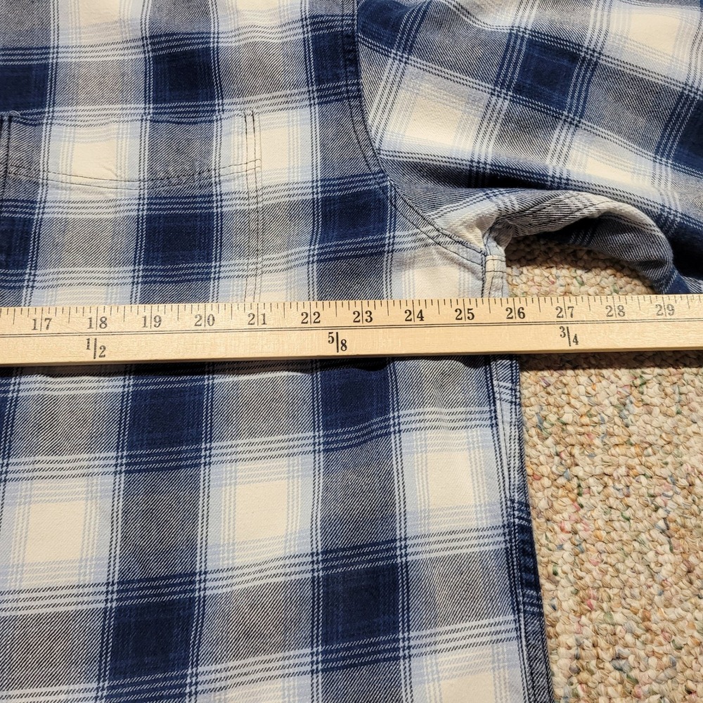 LL Bean Shirt Mens Large Blue Shadow Plaid Flannel Button Down Long Sleeve VTG - Picture 14 of 16